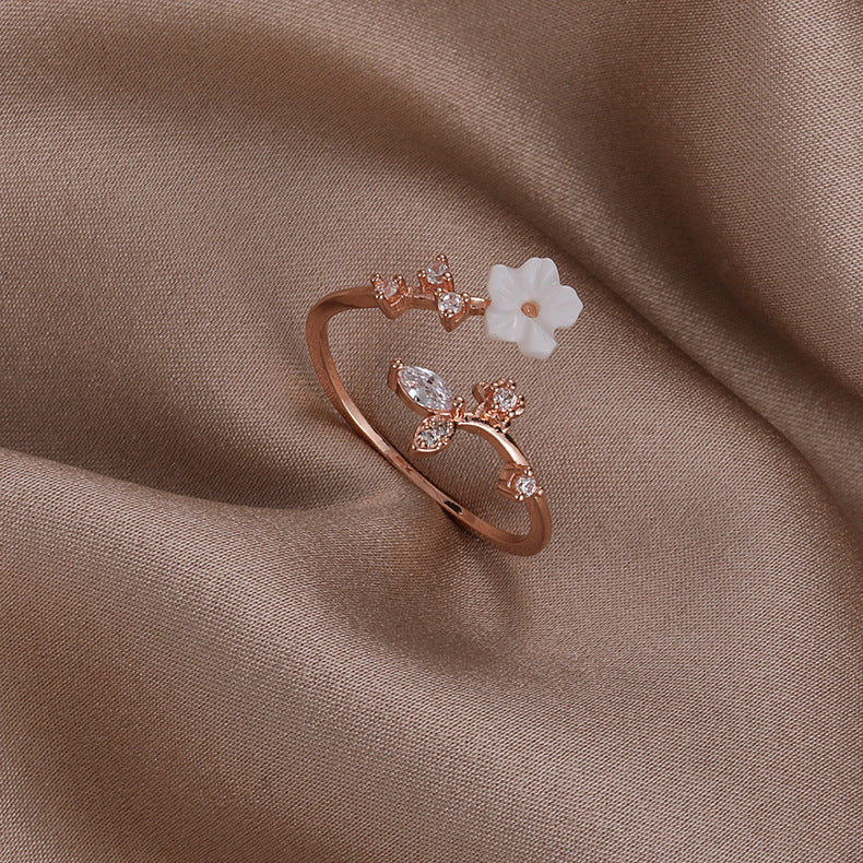 Wholesale Copper Shell Flower Open Ring
